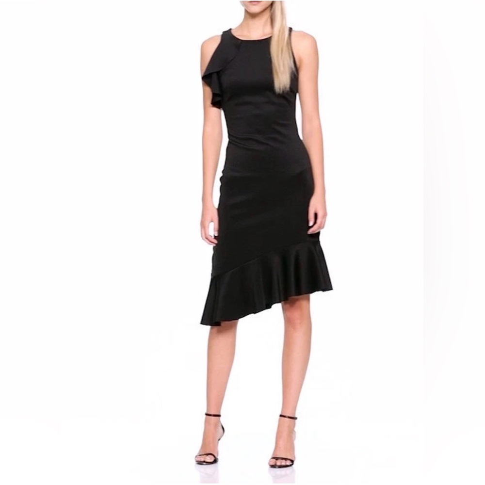 Banana Republic Midi Asymmetrical Black Sheath Dress Size 6